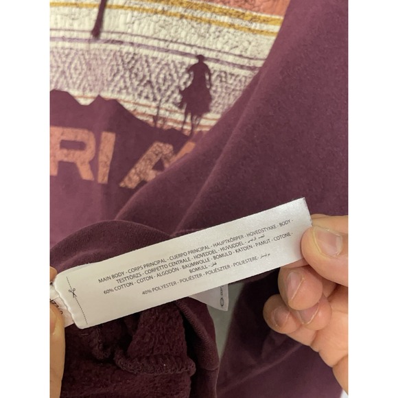 Ariat Hoodie Men M Burgundy Fleece Pullover‎ Drawstring Spell Out Casual Outdoor - Picture 9 of 10
